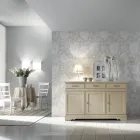 Dressoir met 3 deuren en 3 laden in gepatineerd ivoor Made in Italy - Gleti Viadurini