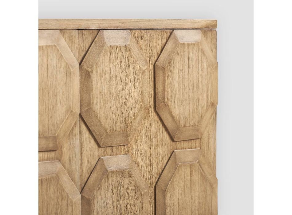 Dressoir met 4 openslaande deuren in hout en metalen onderstel - Lavinia Viadurini