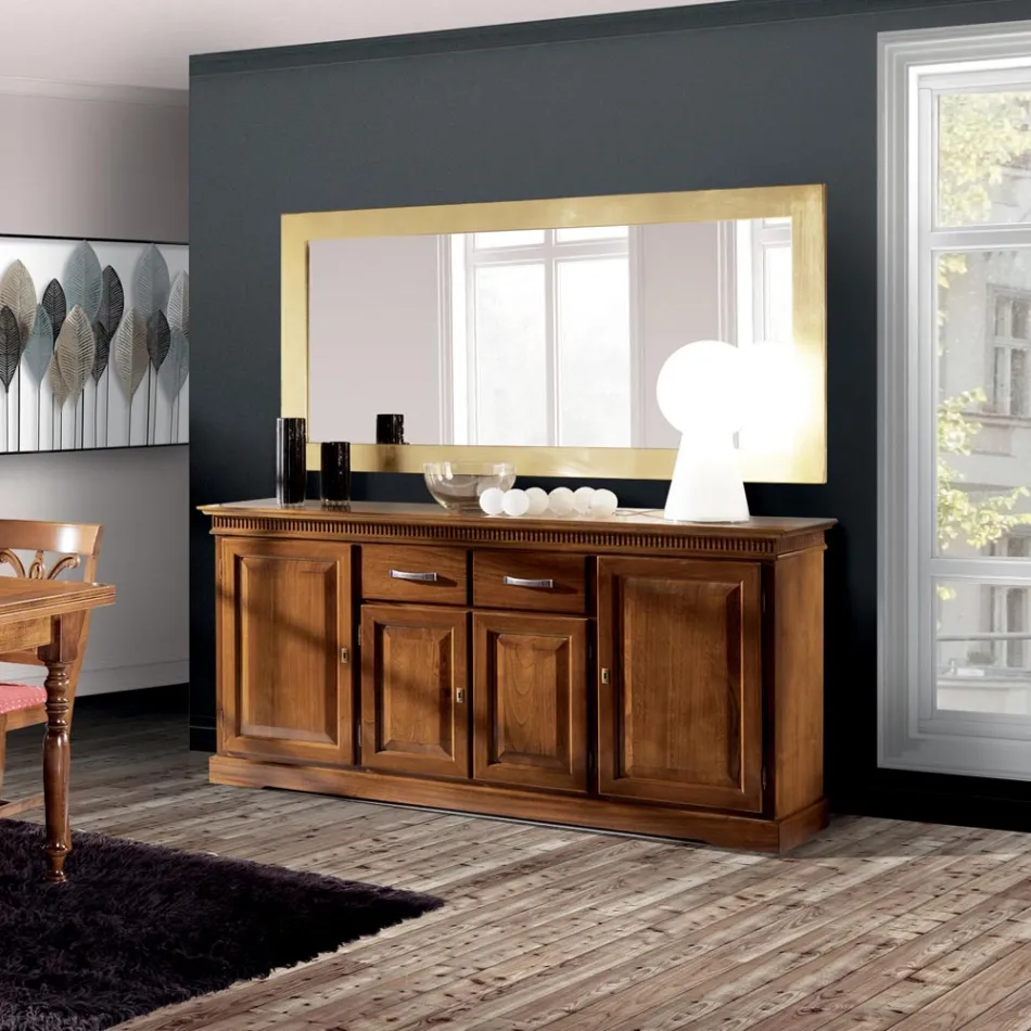 Dressoir met 4 deuren en 2 laden in Bassanohout Made in Italy - Tanit Viadurini