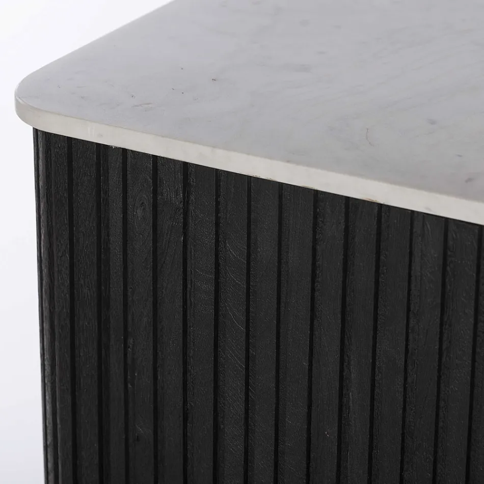 Dressoir met marmeren blad en mangohouten structuur - Fisherman Viadurini