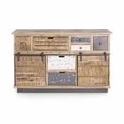 Dressoir met structuur van mangohout en staal in industriële stijl - Vidia Viadurini