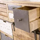 Dressoir met structuur van mangohout en staal in industriële stijl - Vidia Viadurini