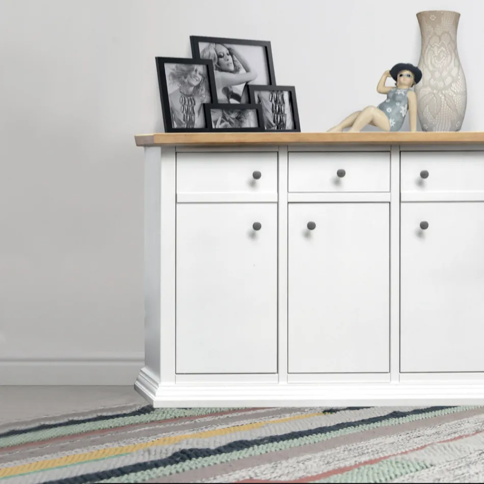 Dressoir met structuur in gefineerde houten deeltjes Made in Italy - Odino Viadurini