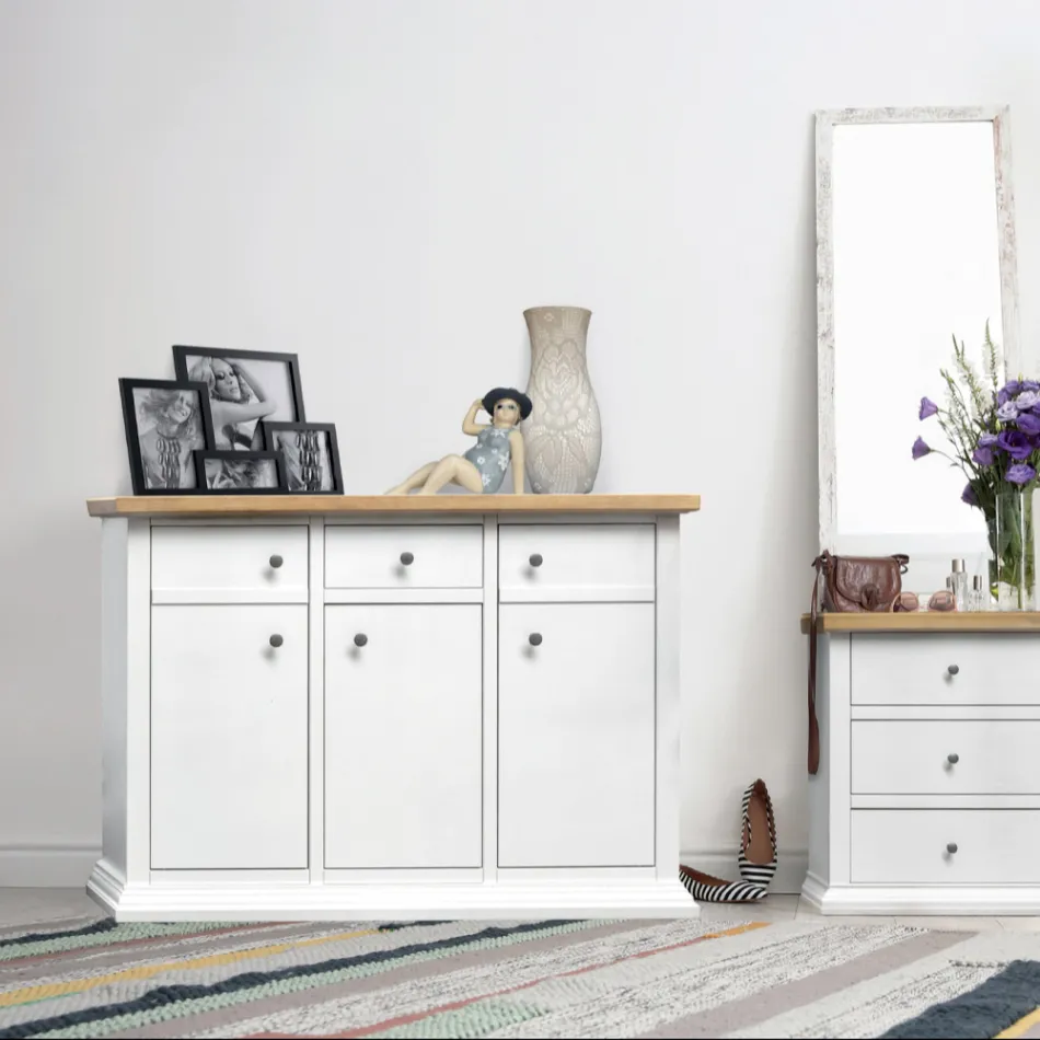 Dressoir met structuur in gefineerde houten deeltjes Made in Italy - Odino Viadurini