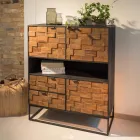 Dressoir voor binnen in patchwork van gerecycled hout en metalen onderstel - glijbaan Viadurini