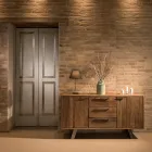 Dressoir met 2 deuren en 3 lades van gerecycled tropisch hout - Slide Viadurini