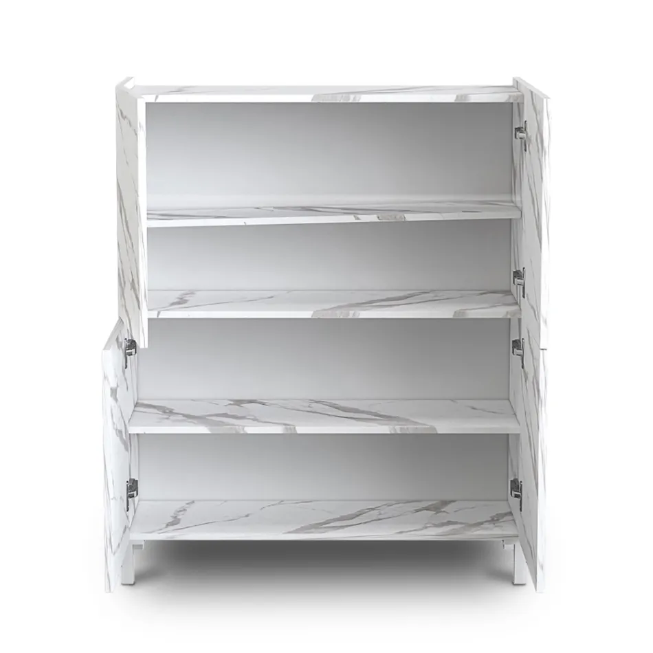 Woonkamerdressoir bedekt met melamine-marmeren afwerking Made in Italy - zink Viadurini