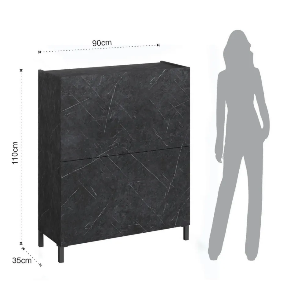 Woonkamerdressoir bedekt met melamine-marmeren afwerking Made in Italy - zink Viadurini