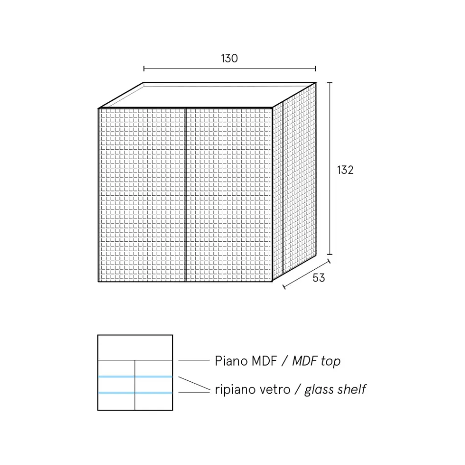 Dressoir voor de woonkamer met 2 deuren in diamantafwerking, gemaakt in Italië - Sagittario Viadurini