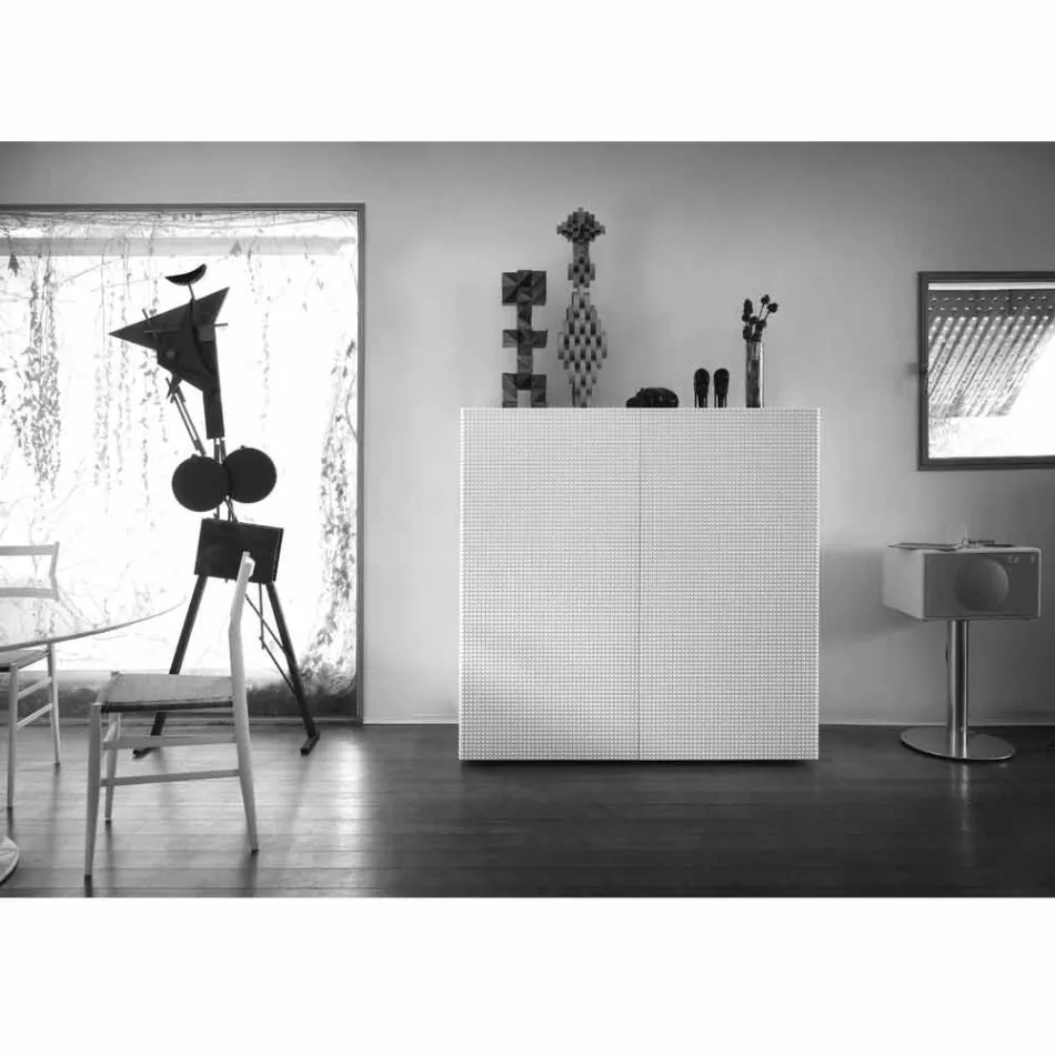 ontwerp dressoir met 2 deuren wit, zwart of goud patroon Flora Viadurini