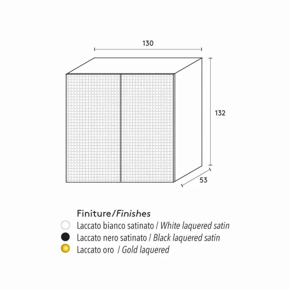ontwerp dressoir met 2 deuren wit, zwart of goud patroon Flora Viadurini