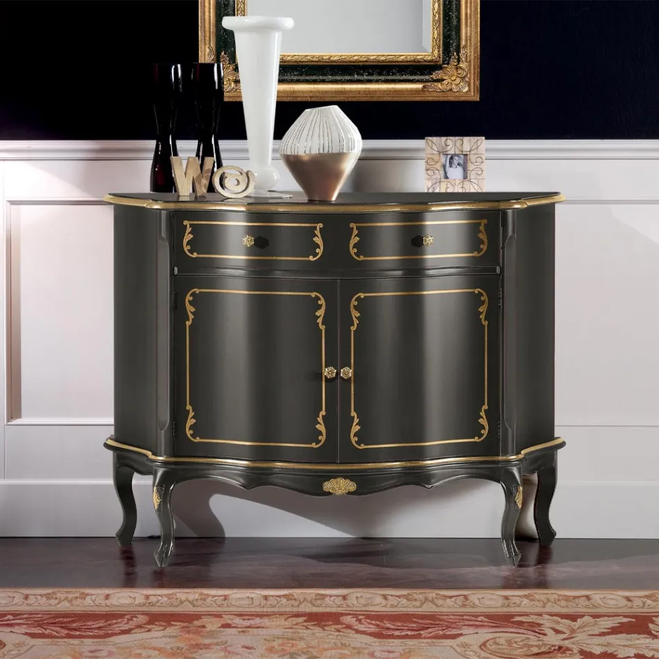 Luxe dressoir met 2 deuren en 1 houten lade Made in Italy - Leonor Viadurini