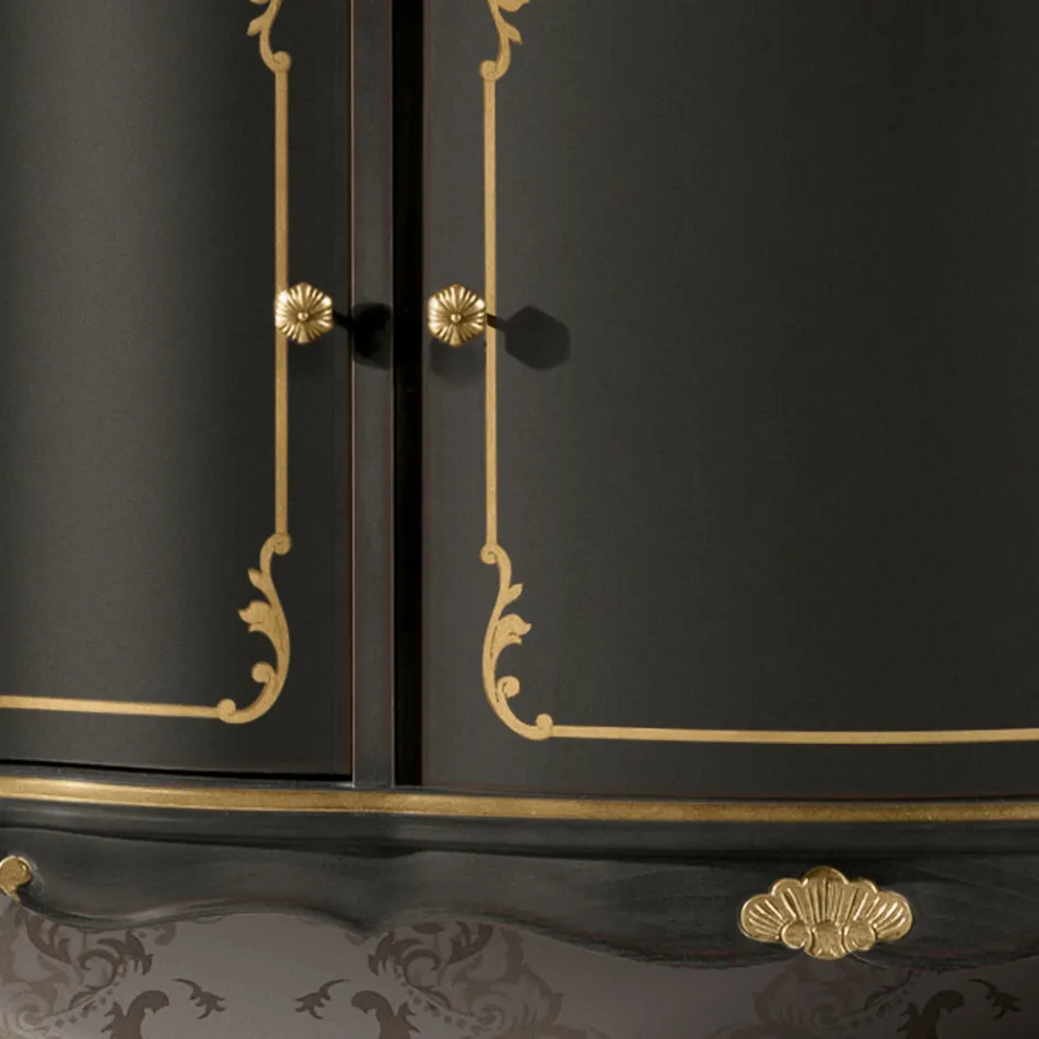 Luxe dressoir met 3 deuren en 3 houten laden Made in Italy - Leonor Viadurini