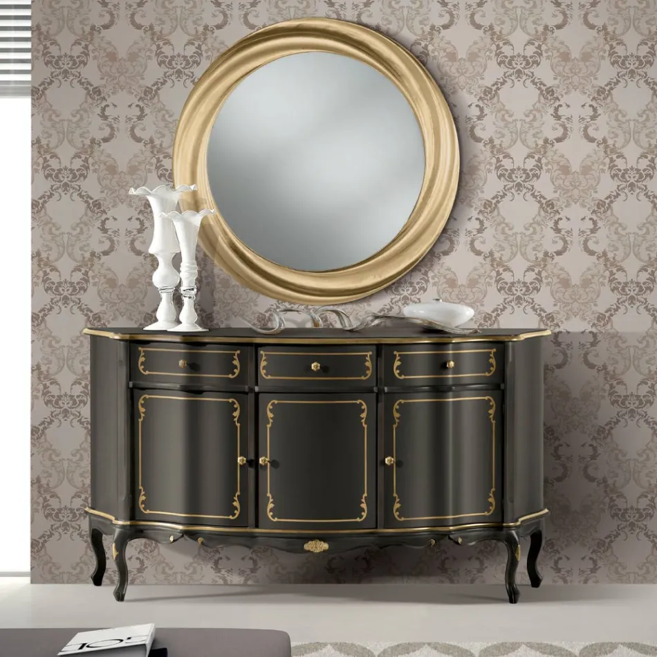 Luxe dressoir met 3 deuren en 3 houten laden Made in Italy - Leonor Viadurini