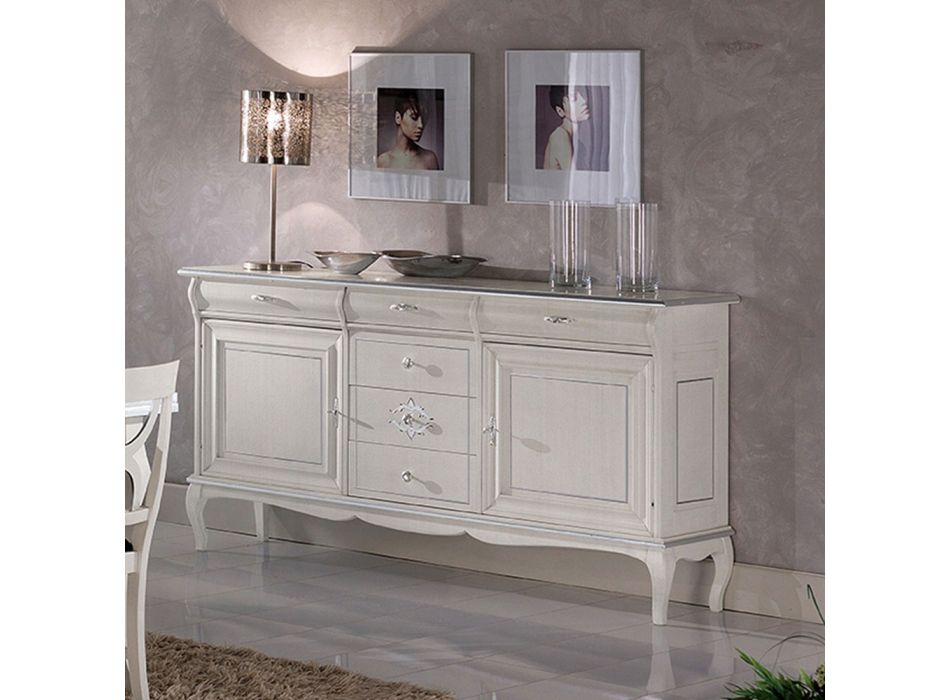 Luxe woonkamer dressoir in klassiek hout gemaakt in Italië - Helisa Viadurini