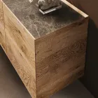 Houten dressoir met 3 deuren met voet van gehard kristal Made in Italy - Soraya Viadurini