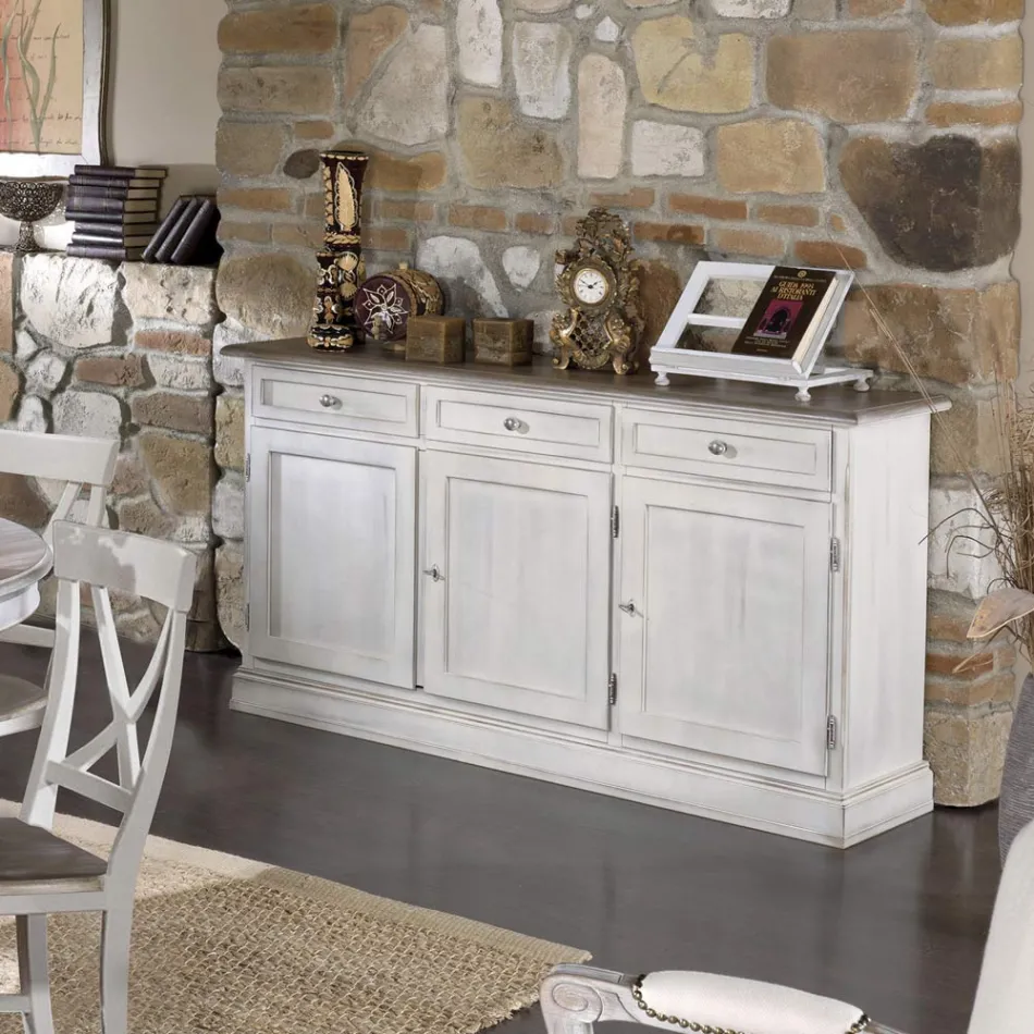 Houten dressoir met 3 laden en 3 deuren Made in Italy - Uller Viadurini