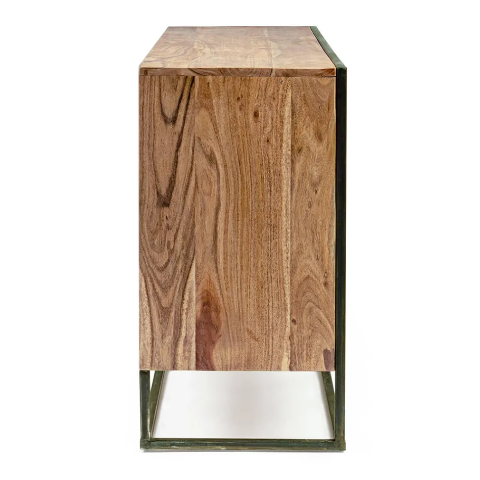 Dressoir in acaciahout en staal 3 of 4 deuren Homemotion - Cristoforo Viadurini