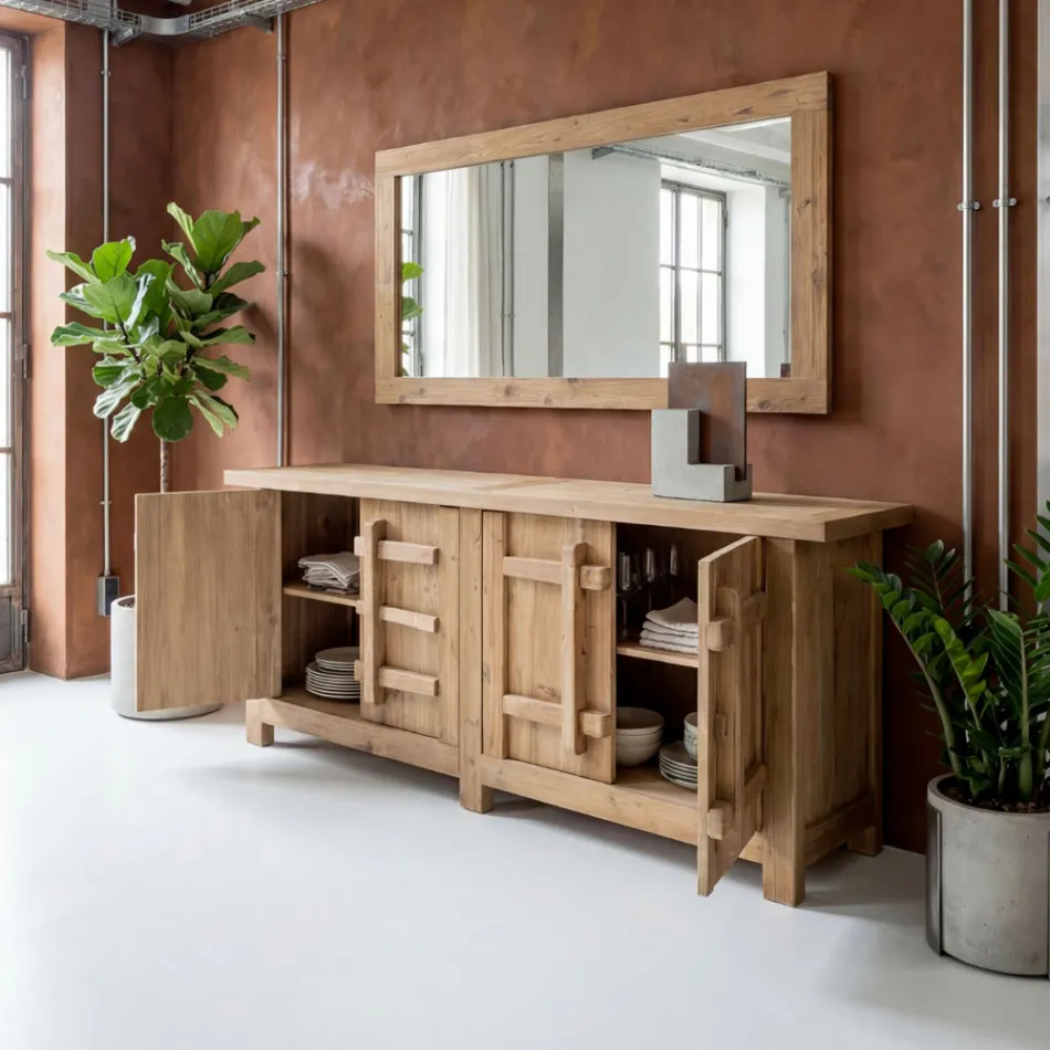 Dressoir van natuurlijk verouderd grenenhout met 2 of 4 deuren - Aituno Viadurini