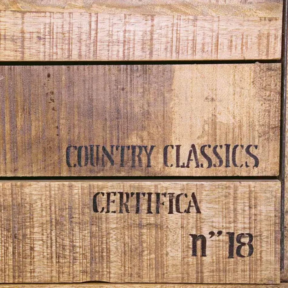 Dressoir in hout en staal met deur en 4 laden in industriële stijl - Renza Viadurini