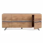 Dressoir in hout en geverfd staal Modern design Homemotion - Silvia Viadurini