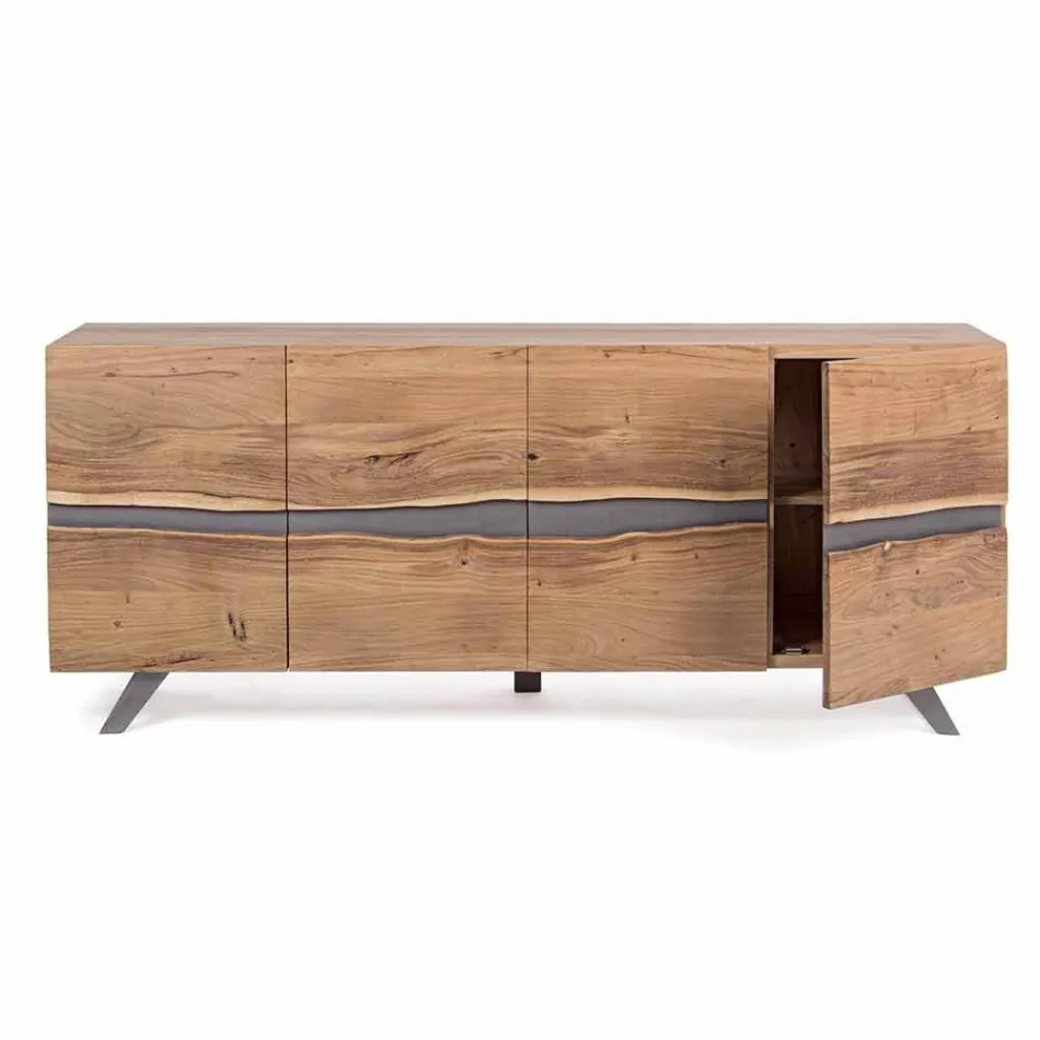 Dressoir in hout en geverfd staal Modern design Homemotion - Silvia Viadurini