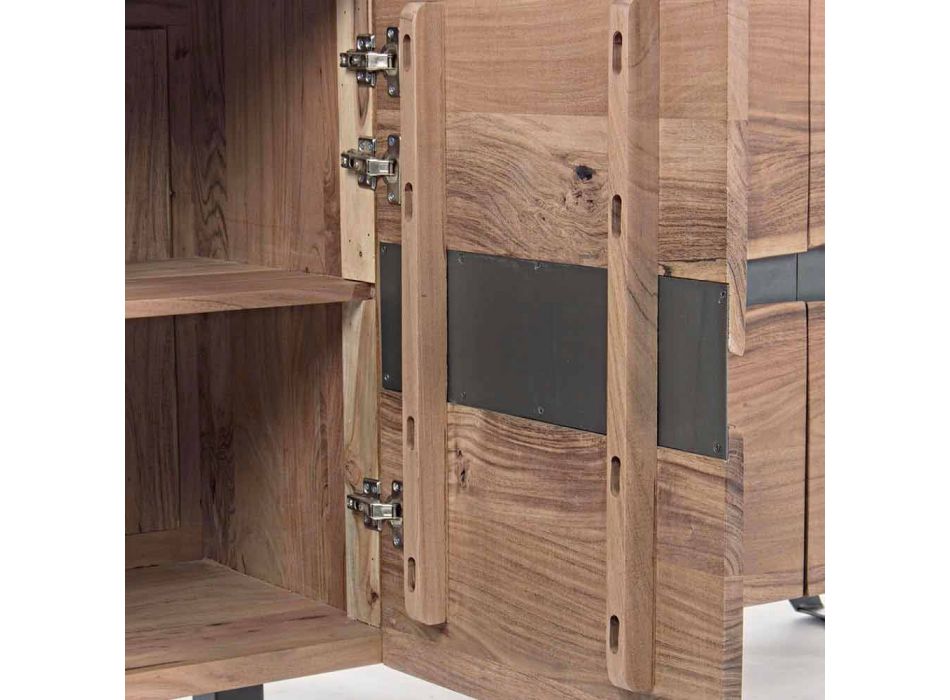 Dressoir in hout en geverfd staal Modern design Homemotion - Silvia Viadurini
