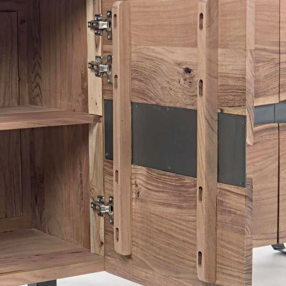Dressoir in hout en geverfd staal Modern design Homemotion - Silvia Viadurini