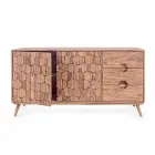 Dressoir in natuurlijk hout met deuren en lades Homemotion - Ventador Viadurini