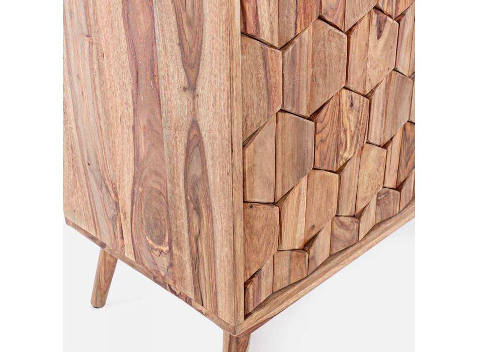 Dressoir in natuurlijk hout met deuren en lades Homemotion - Ventador Viadurini