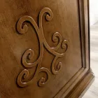 Dressoir van gepatineerd hout met walnootafwerking en leliedecoratie Made in Italy - Kersen Viadurini