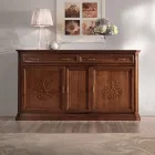 Dressoir van gepatineerd hout met walnootafwerking en leliedecoratie Made in Italy - Kersen Viadurini