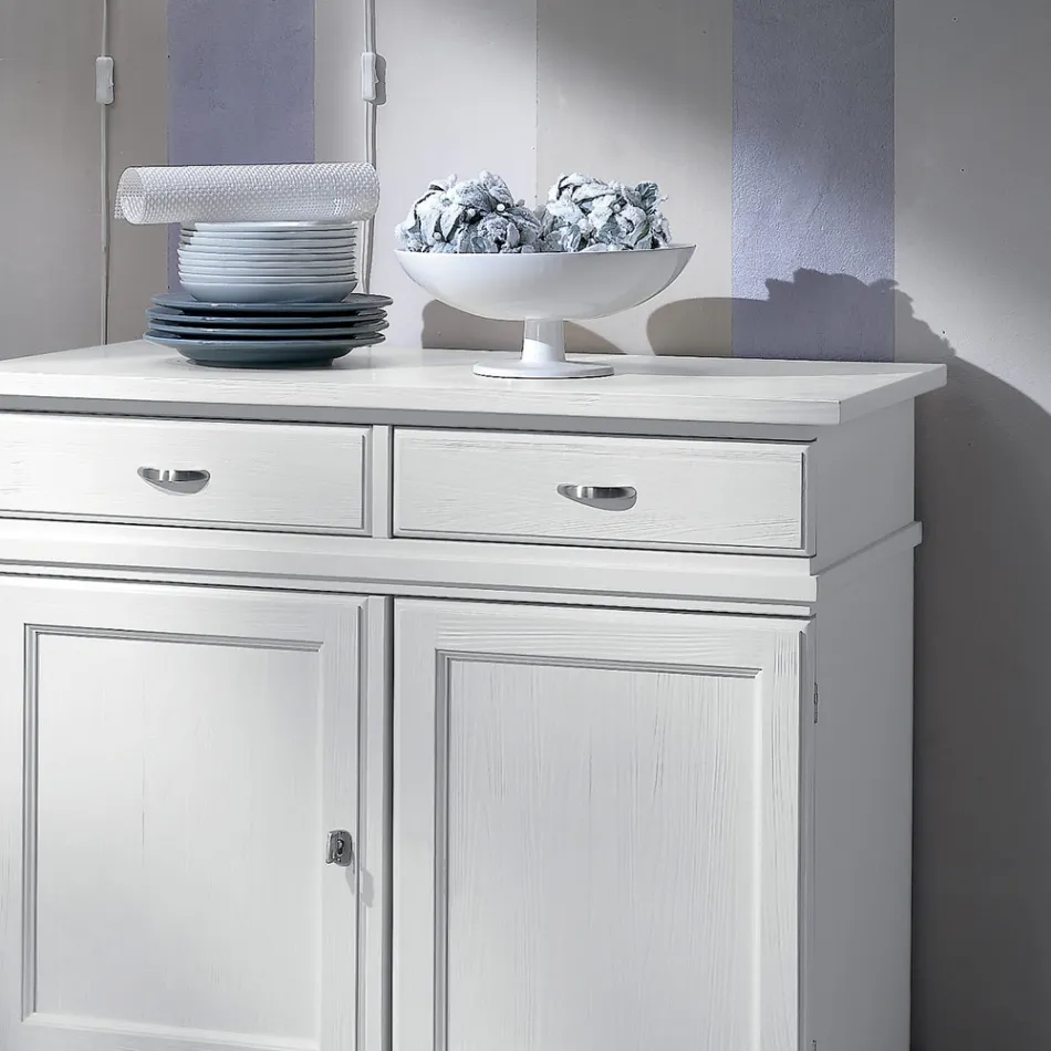 Dressoir van wit gelakt hout met 2 deuren en 2 laden Made in Italy - Sogbo Viadurini