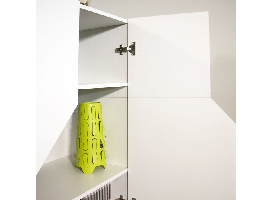 Dressoir in melaminehout 3 kamers en 2 planken Made in Italy - Alyssa Viadurini