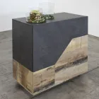 Dressoir in melaminehout 3 kamers en 2 planken Made in Italy - Alyssa Viadurini