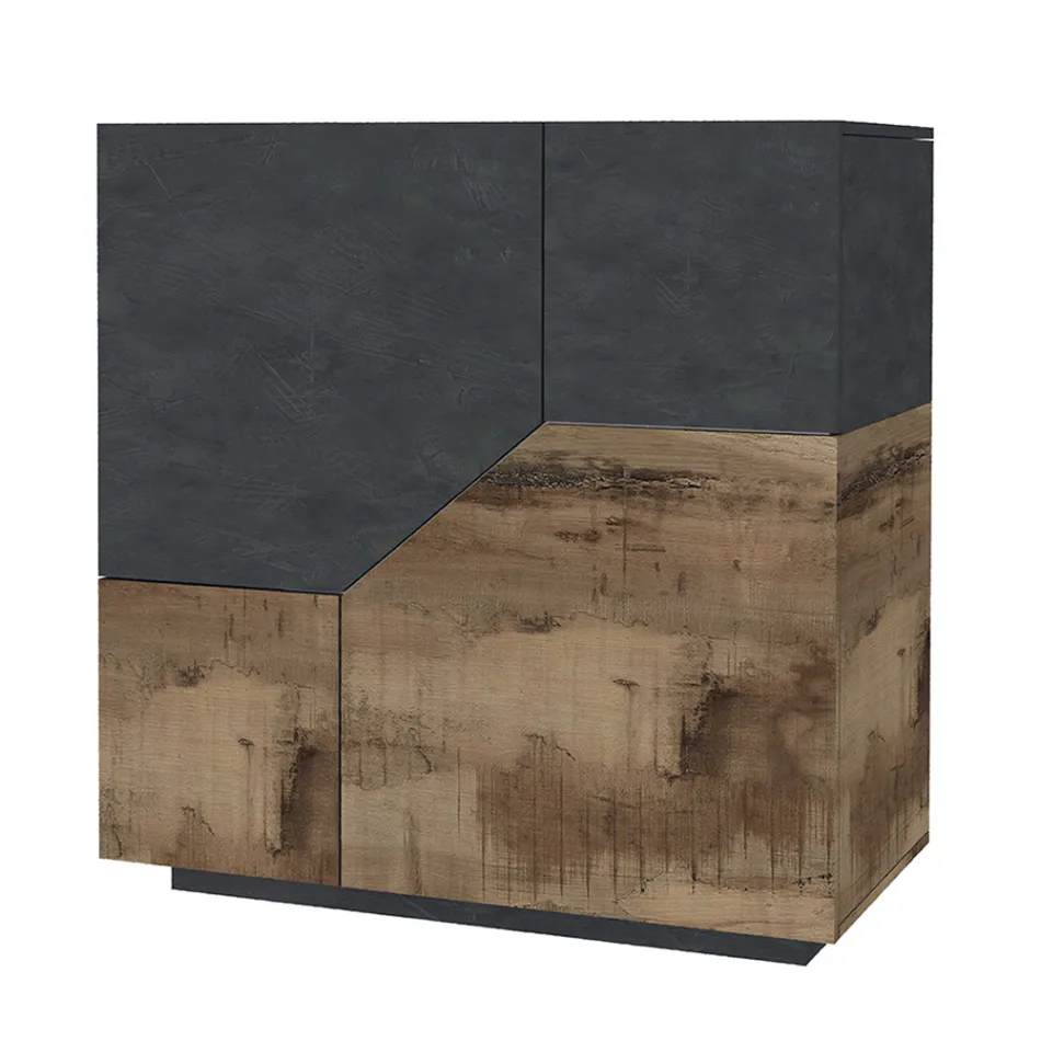 Dressoir in melaminehout 3 kamers en 2 planken Made in Italy - Alyssa Viadurini