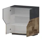 Dressoir in melaminehout 3 kamers en 2 planken Made in Italy - Alyssa Viadurini