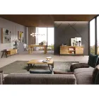 Dressoir van eikenhout en metaal met 2 deuren en open vak Made in Italy - Jennifer Viadurini