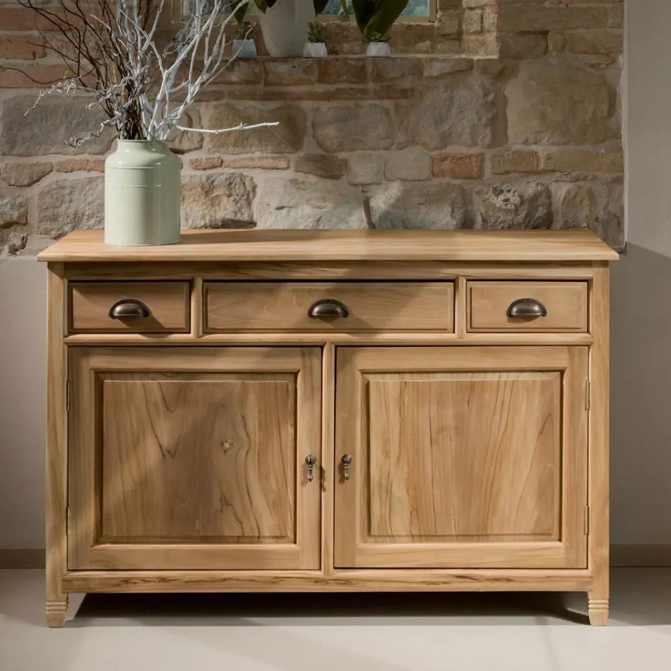 Massief teakhouten dressoir met 2 deuren en 3 lades - Karate Viadurini