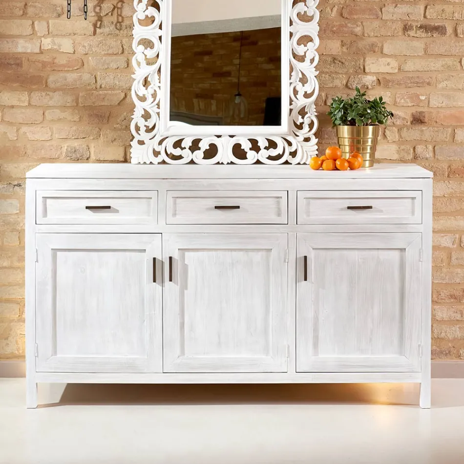 Massief teakhouten dressoir met 3 deuren en 3 lades - Sumo Viadurini