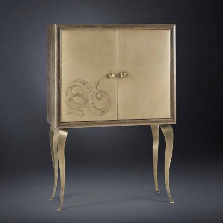 Eigentijds dressoir met 2 massief houten deuren en aniline leder Joy Viadurini