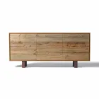 Hedendaagse buffet met 3 deuren walnoten natuur, L 215 x B 50 cm, Flora Viadurini
