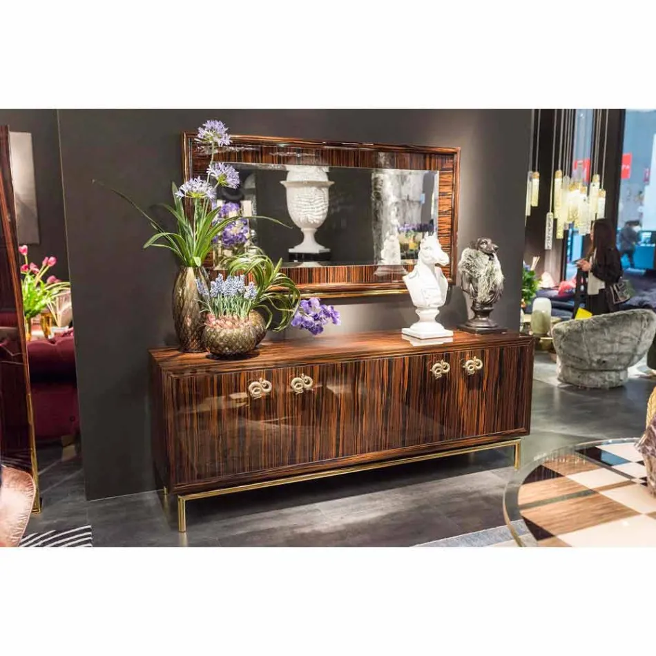 Eigentijds dressoir met 4 deuren in hout gepolijst ebbenhout Ada 2 Viadurini