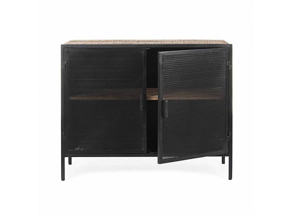 Modern dressoir met structuur in geverfd staal en hout Homemotion - Borino Viadurini