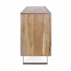 Modern dressoir van acaciahout met metalen inzetstukken Homemotion - Sonia Viadurini