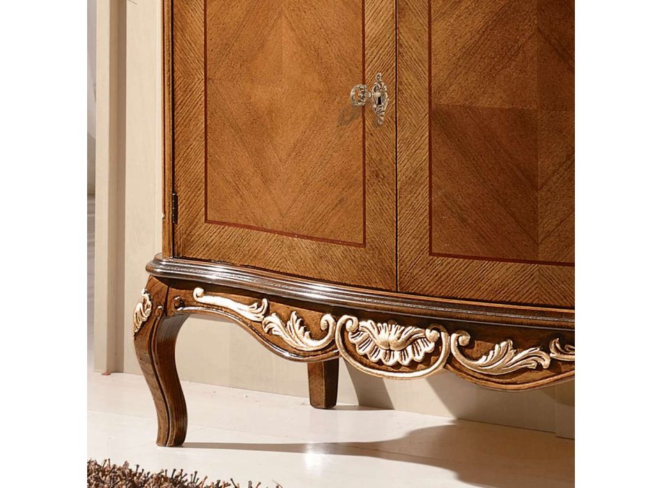 Klassiek woonkamer dressoir Avio blauw of walnoot hout Made in Italy - Chantilly Viadurini