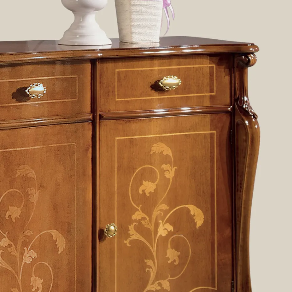 Luxe woonkamer dressoir in klassiek hout gemaakt in Italië - Caligola Viadurini