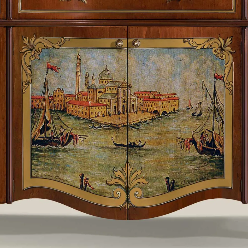 Luxe woonkamer dressoir in klassiek hout gemaakt in Italië - Caligola Viadurini