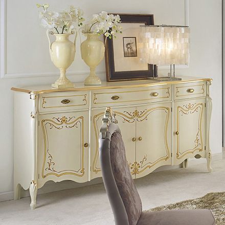 Luxe woonkamer dressoir in klassiek hout gemaakt in Italië - Caligola Viadurini