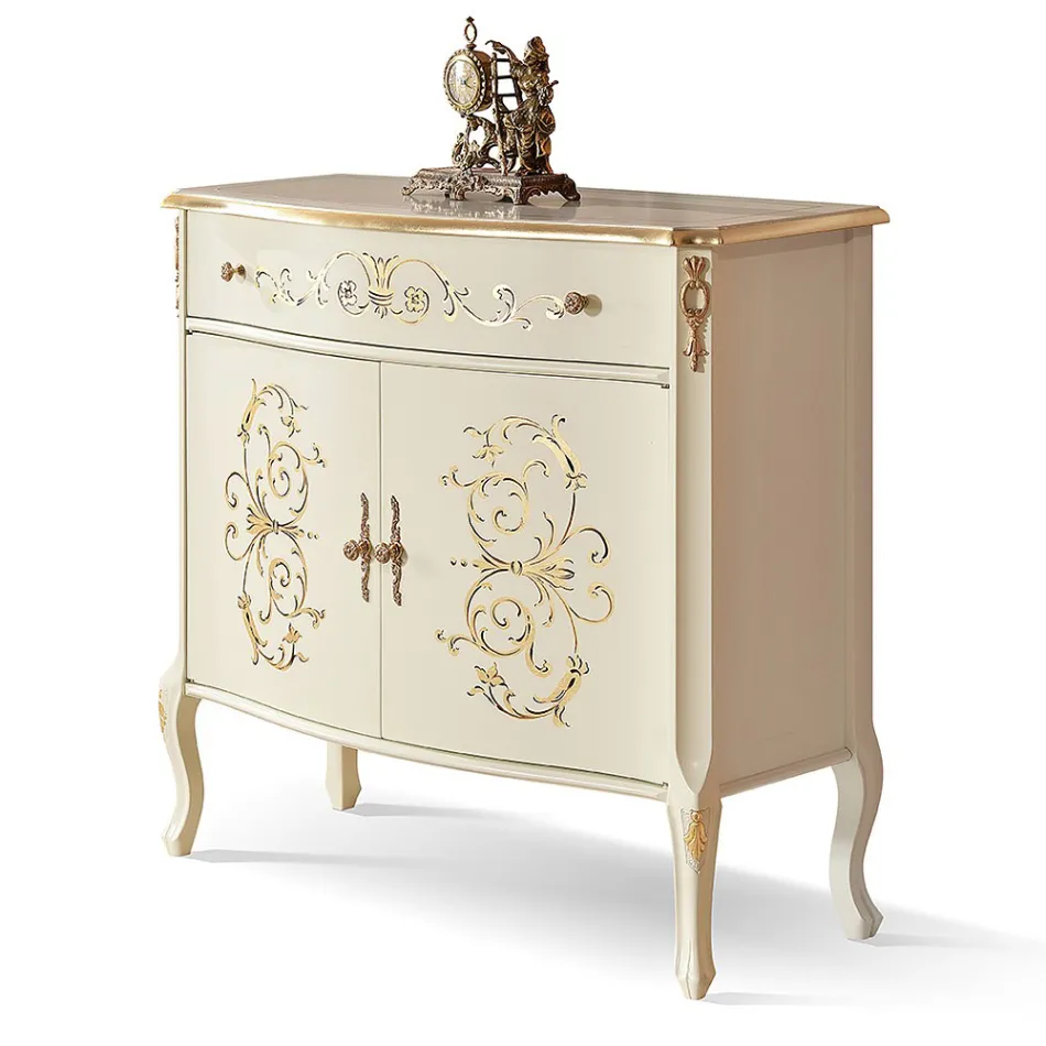 Woonkamer dressoir in walnoot of wit hout en inlegwerk Made in Italy - Katerine Viadurini